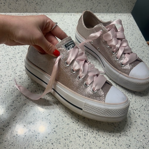 Converse Women's Pink Glitter Sneakers - Picture 1 of 5